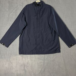 Gap‎ Jacket Mens Large Windbreaker Full Zip Hooded Outdoors Camping Hiking Navy